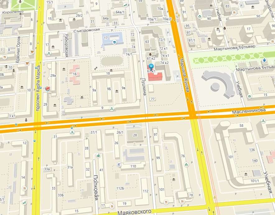 Карта омск пушкина 110